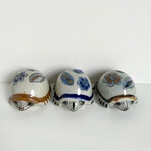Vintage Mexican tonala pottery turtles